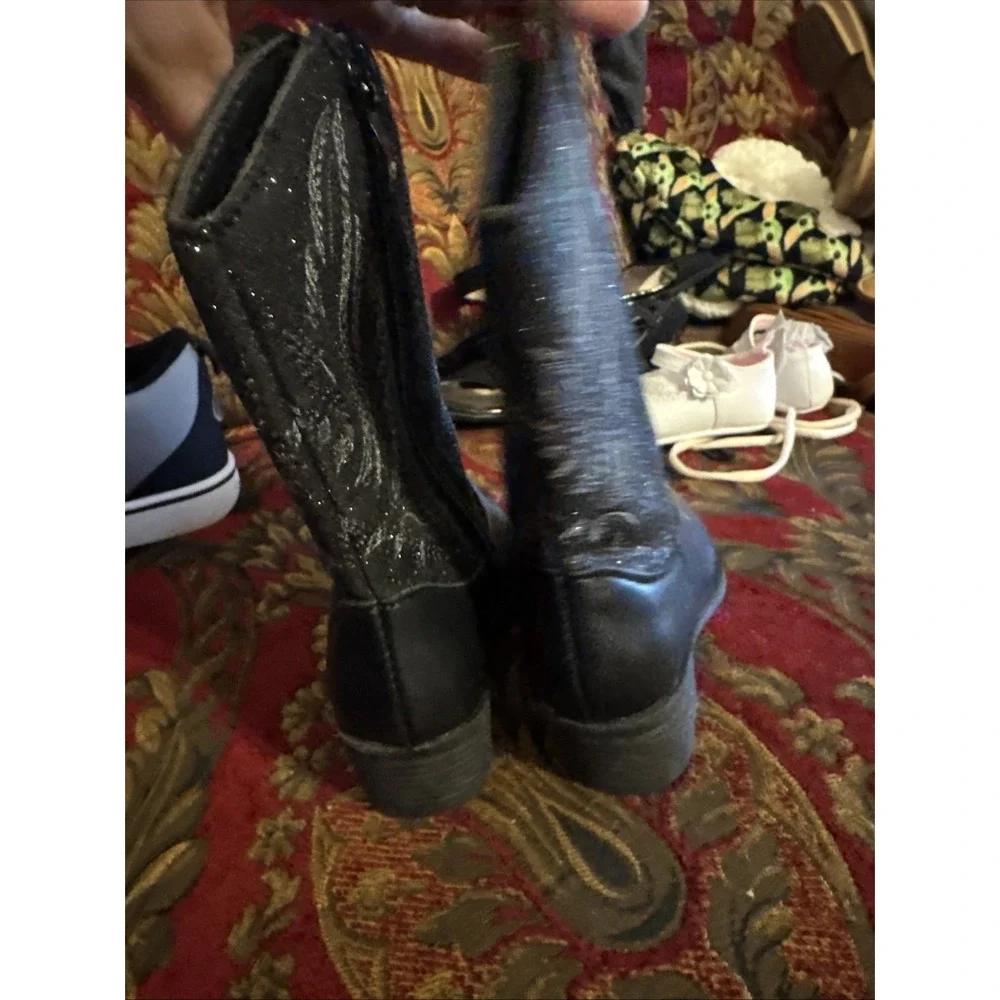 Little Girls Black Western Dress Boots Size 9.5 / 26 Eu Beautiful